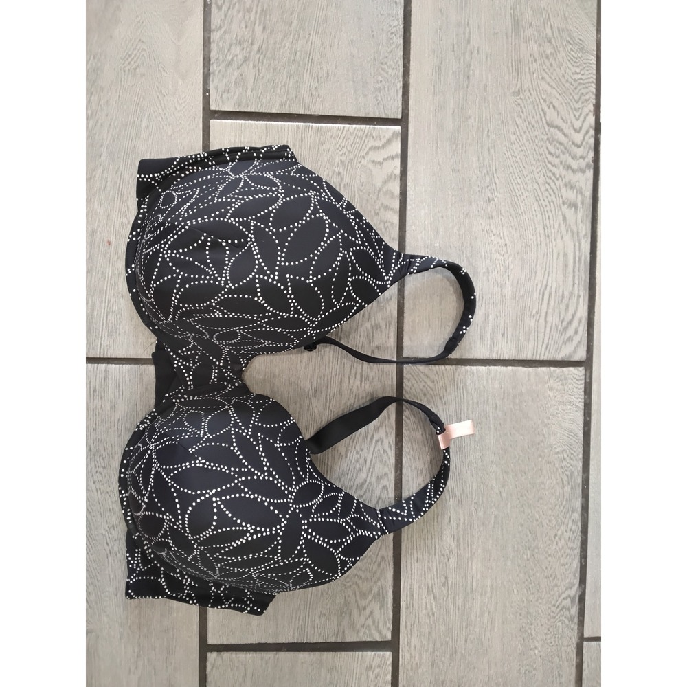 Ambrielle Everyday Full Coverage Bra 42G Black White Dotted Floral‎ Underwire